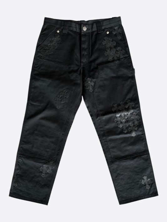Chrome Hearts Black Leather Cross Patch 1/1 Carpenter Jeans