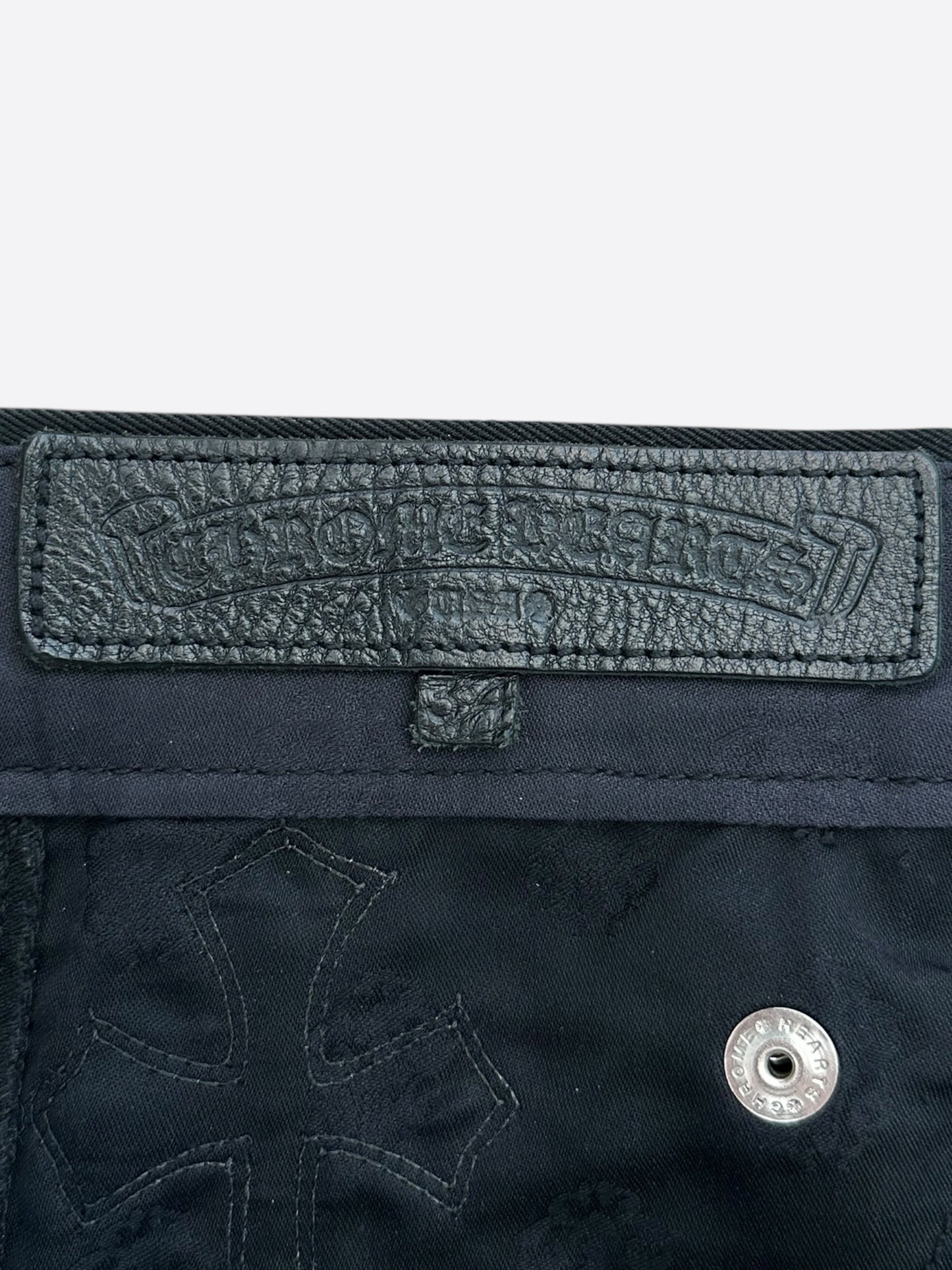 Chrome Hearts Black Leather Cross Patch 1/1 Carpenter Jeans