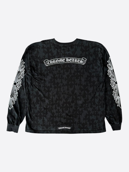 Chrome Hearts Black Cross Jacquard Horseshoe Logo Longsleeve T-Shirt