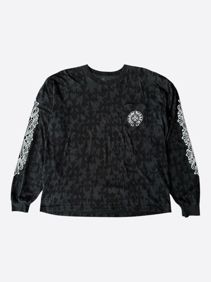 Chrome Hearts Black Cross Jacquard Horseshoe Logo Longsleeve T-Shirt