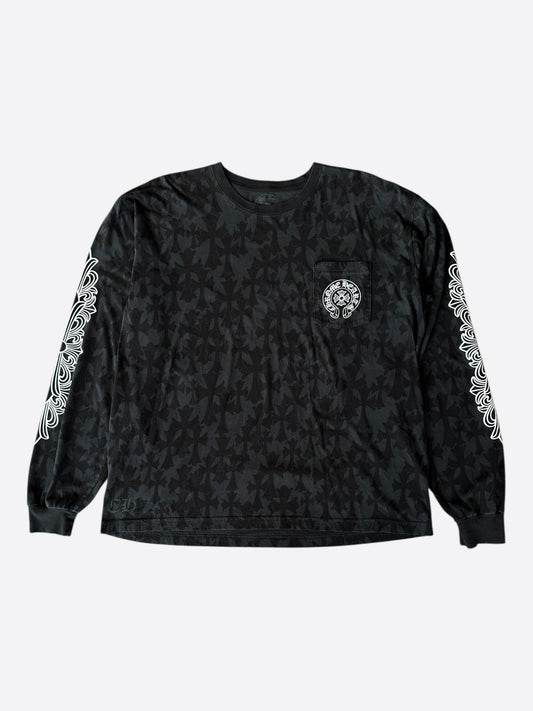 Chrome Hearts Black Cross Jacquard Horseshoe Logo Longsleeve T-Shirt
