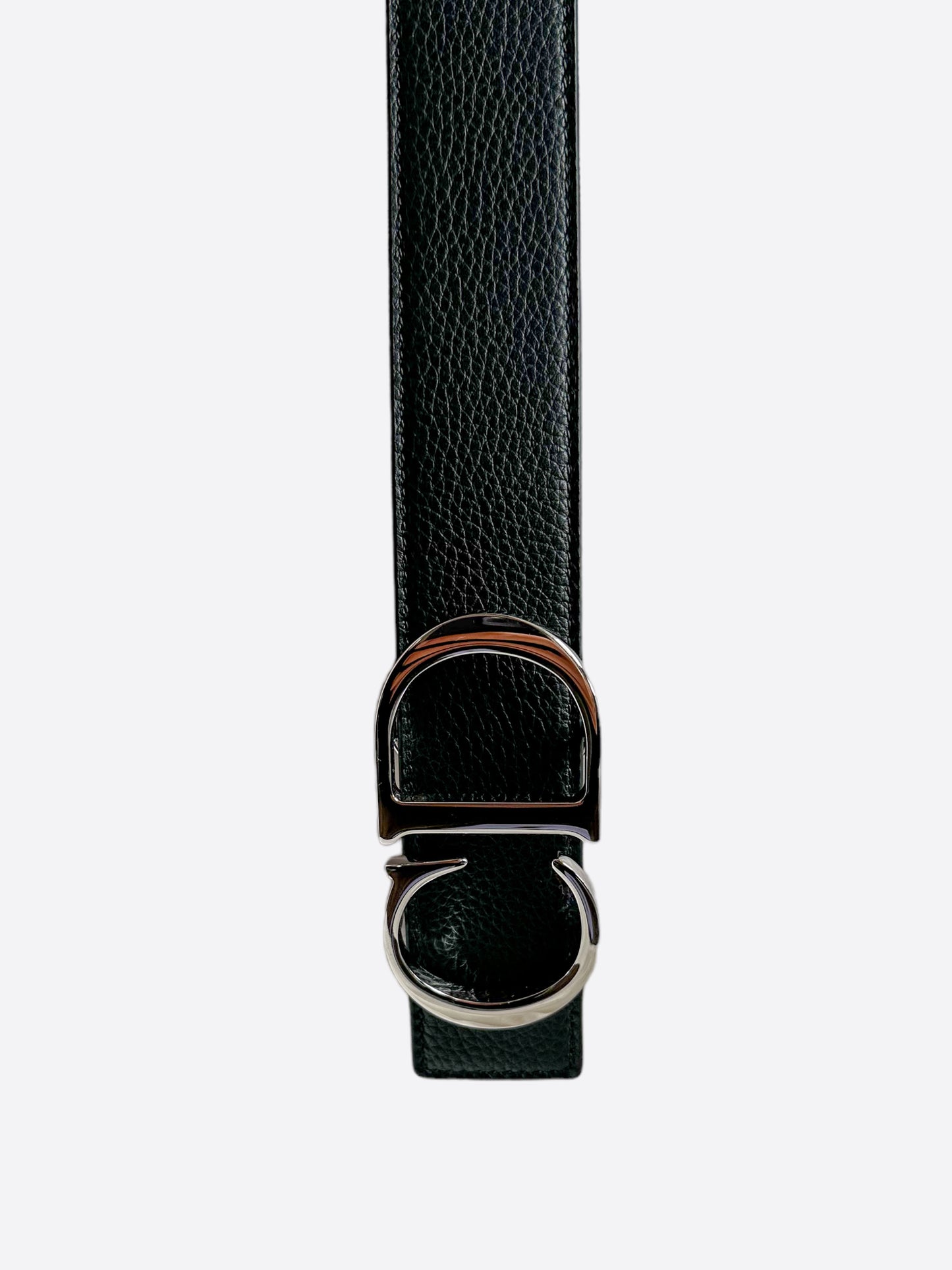 Dior Black & Navy Reversible Silver CD Buckle Belt