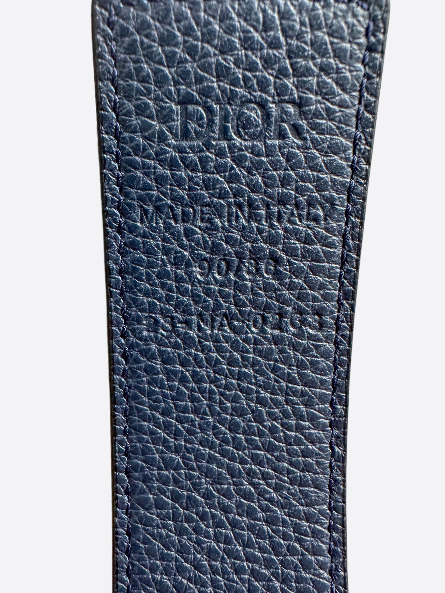 Dior Black & Navy Reversible Silver CD Buckle Belt