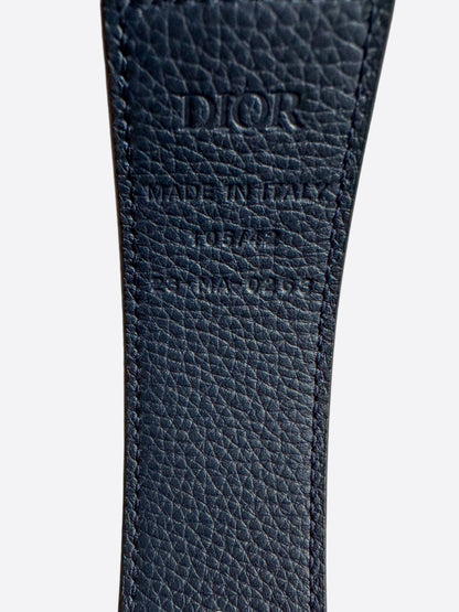 Dior Black & Navy Reversible Silver CD Buckle Belt