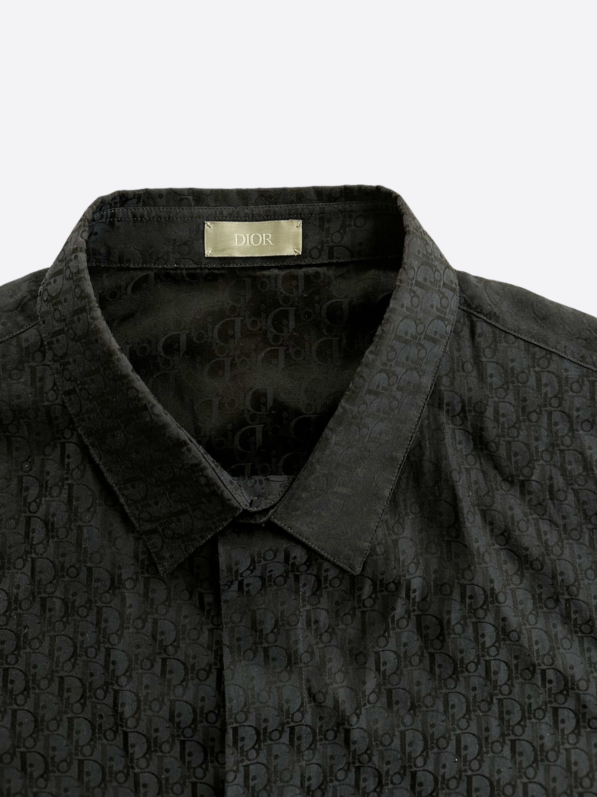 dior black dress shirt DIOR HOMME Men's Black Dress Shirt Collar Solid 40 41 42 Button Down Mesh Tux
