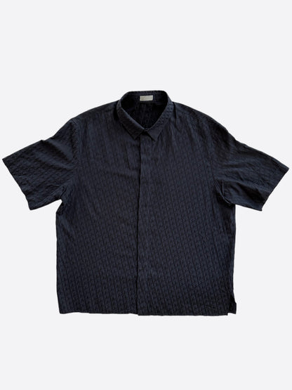 Dior Blue Oblique Silk Button Up Shirt