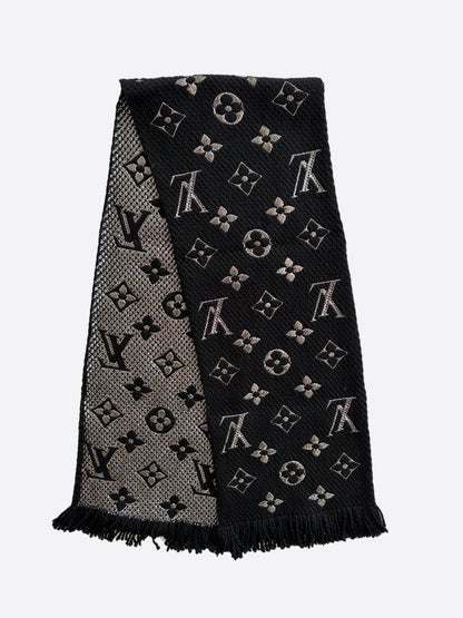 Louis Vuitton Black & Grey Monogram Logomania Scarf