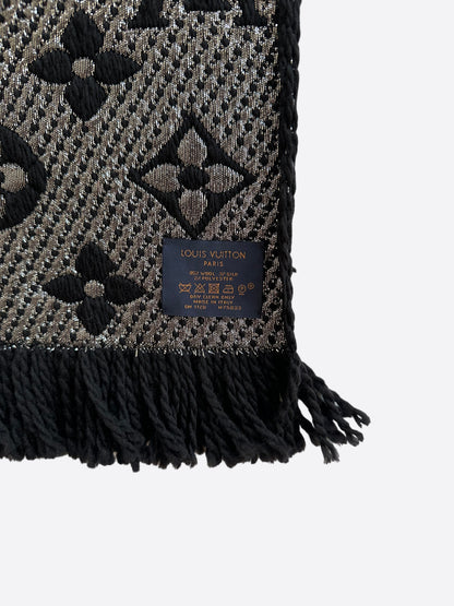 Louis Vuitton Black & Grey Monogram Logomania Scarf