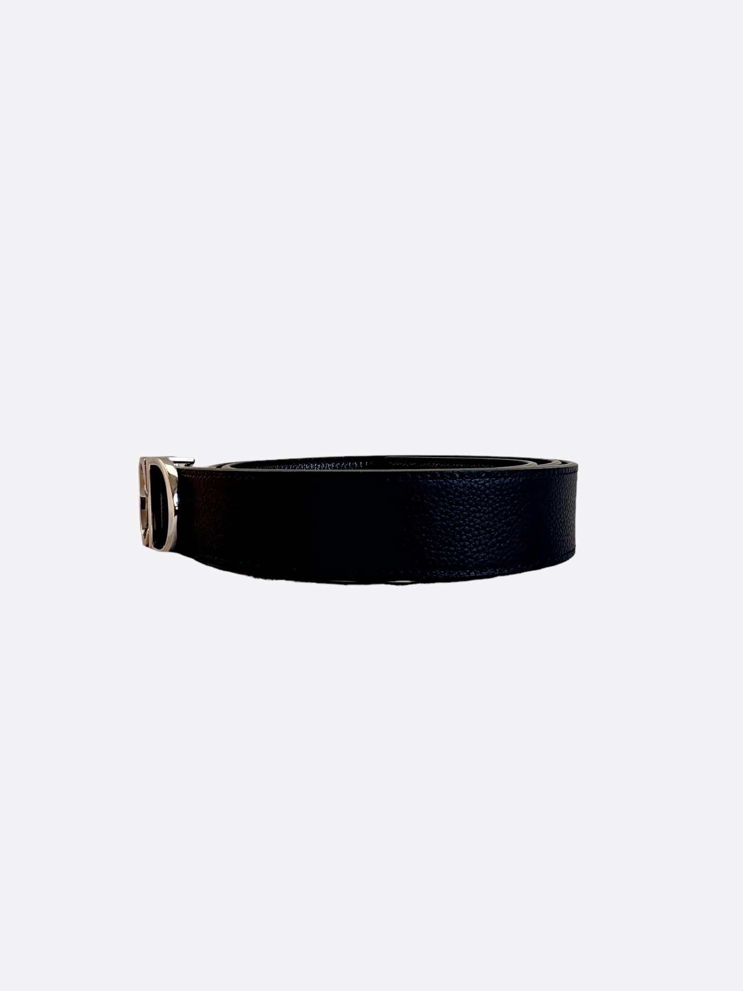 Dior Black & Navy Reversible Silver CD Buckle Belt