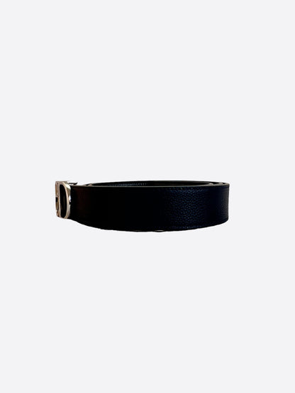 Dior Black & Navy Reversible Silver CD Buckle Belt