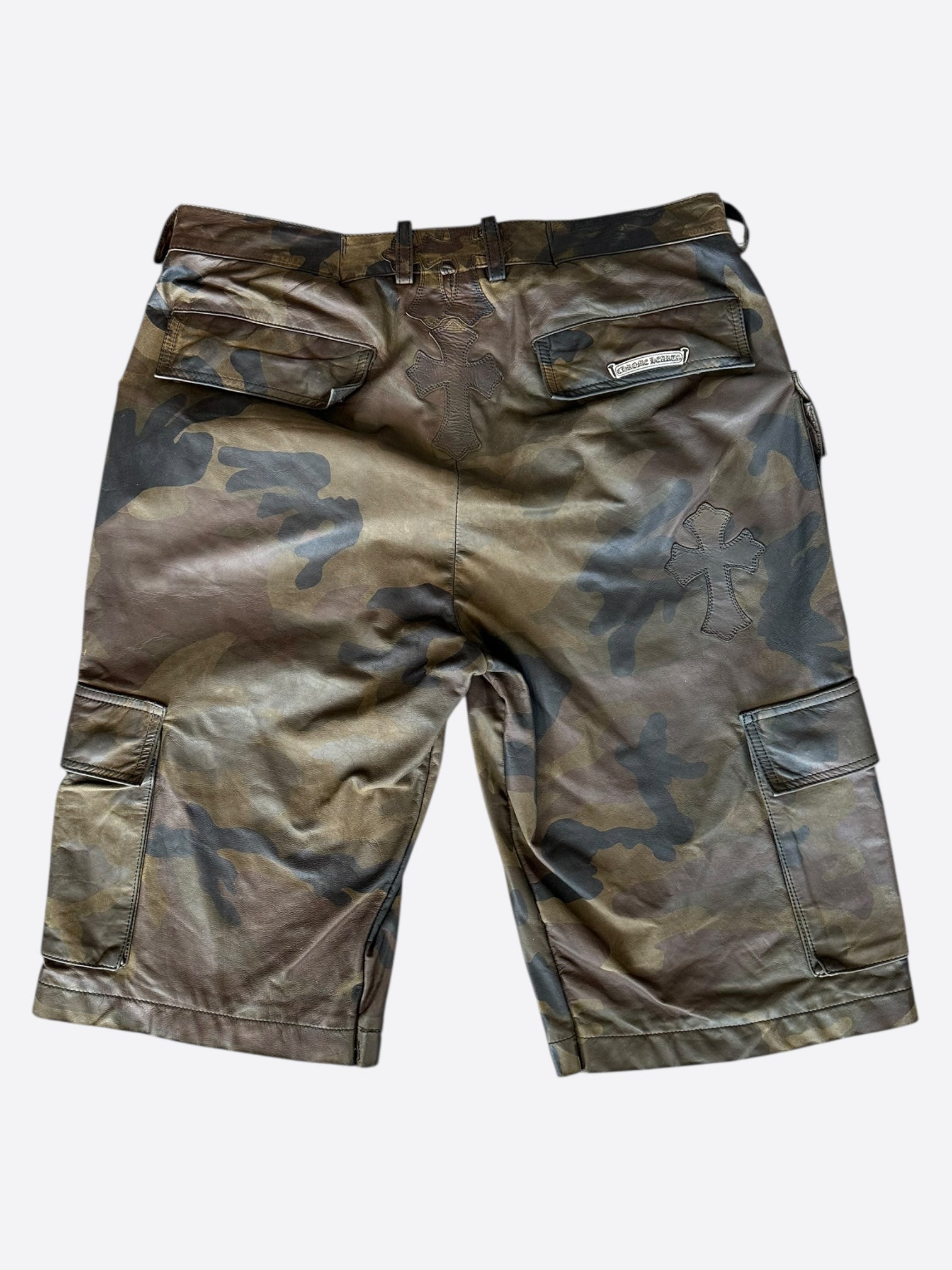 Chrome Hearts Camouflage Leather Cross Patch Cargo Shorts – Savonches