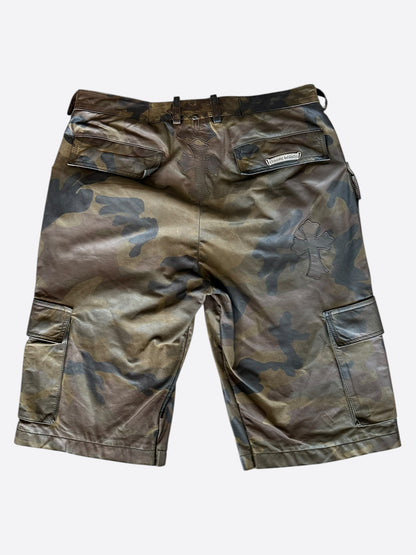 Chrome Hearts Camouflage Leather Cross Patch Cargo Shorts