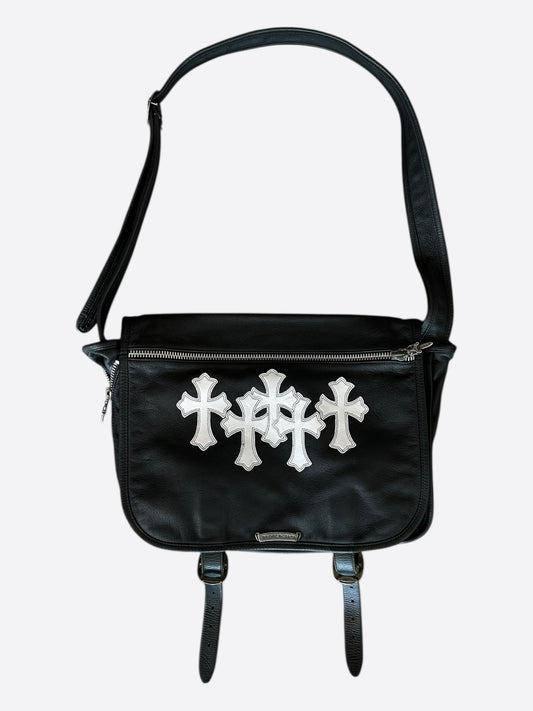 Chrome Hearts Black & White Cross Patch Gunslinger Messenger Bag