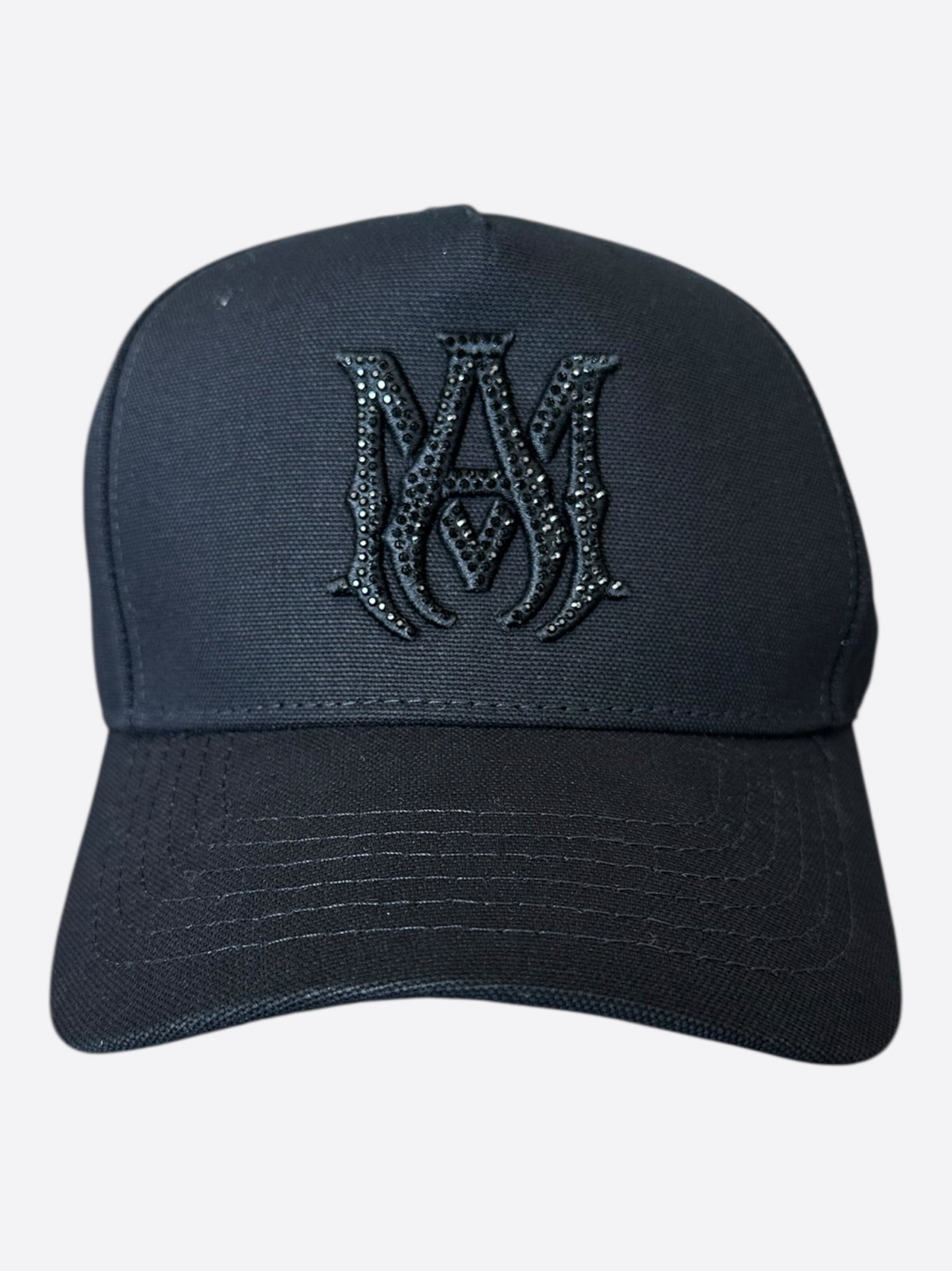 Amiri Black MA Crystal Logo Trucker Hat