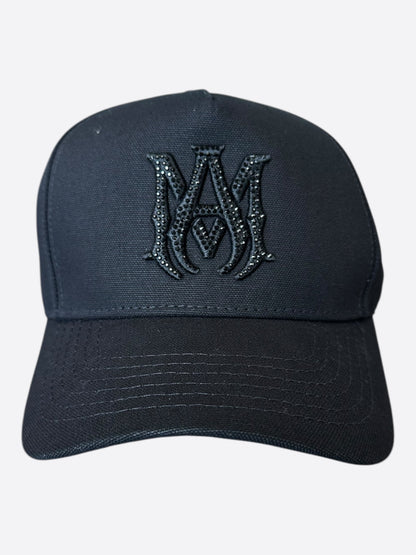 Amiri Black MA Crystal Logo Trucker Hat
