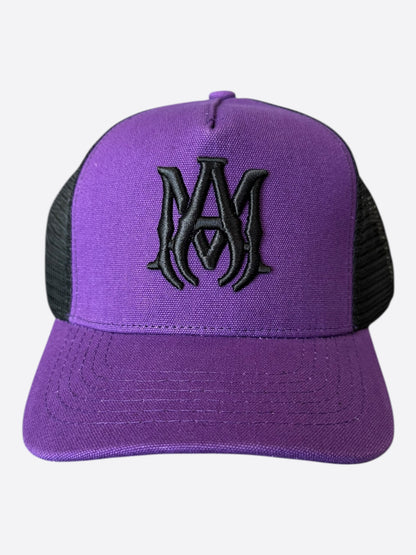 Amiri Purple & Black MA Logo Trucker Hat