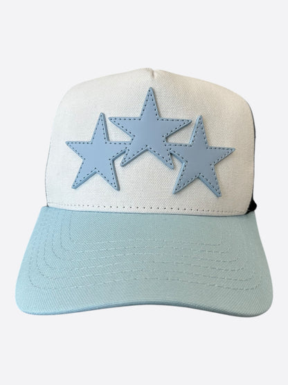 Amiri White & Blue Triple Star Trucker Hat