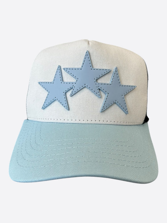 Amiri White & Blue Triple Star Trucker Hat