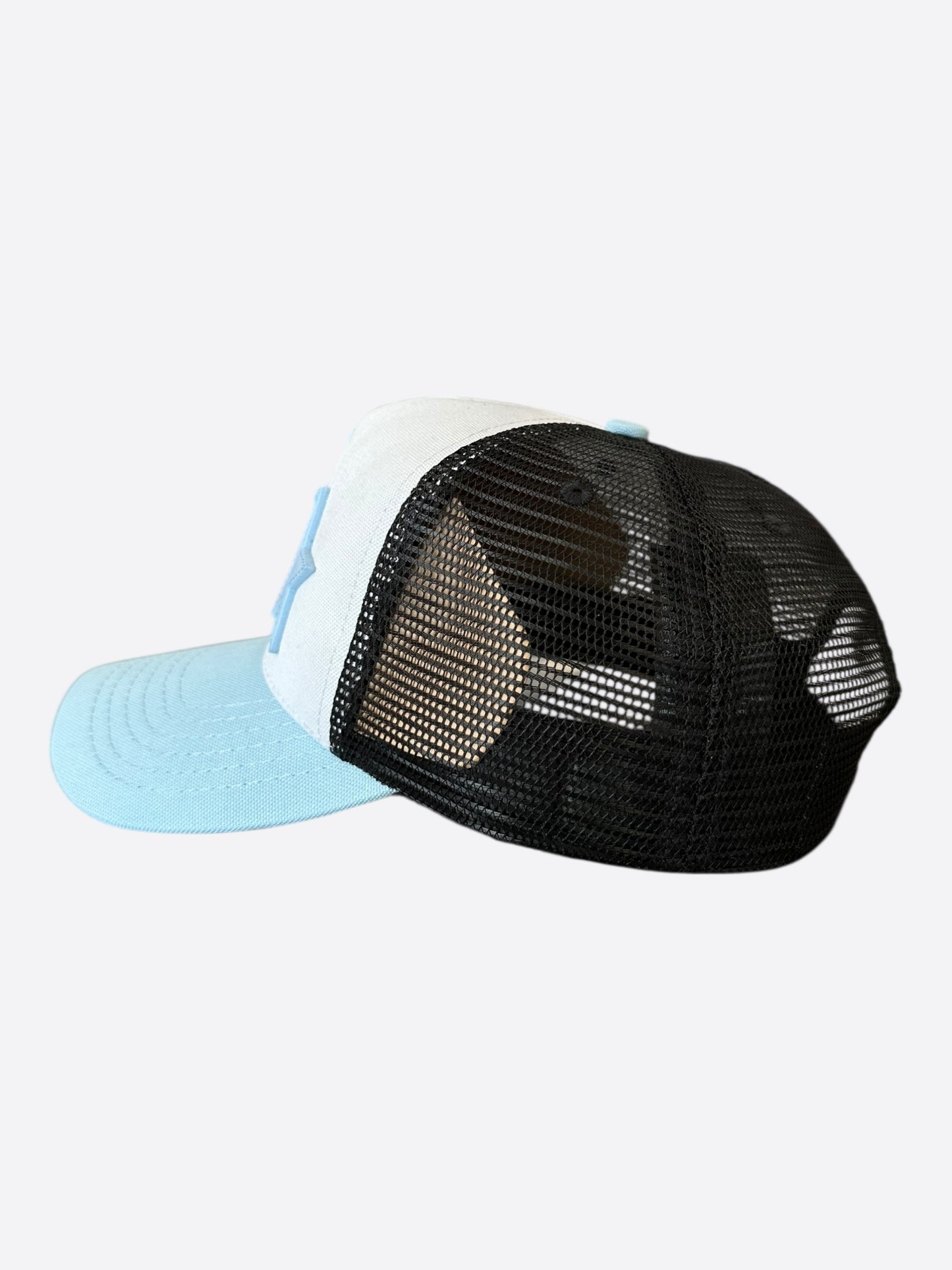 Amiri White & Blue Triple Star Trucker Hat