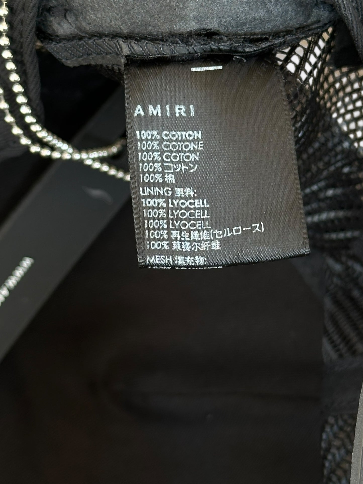 Amiri Black & Blue Core Logo Trucker Hat