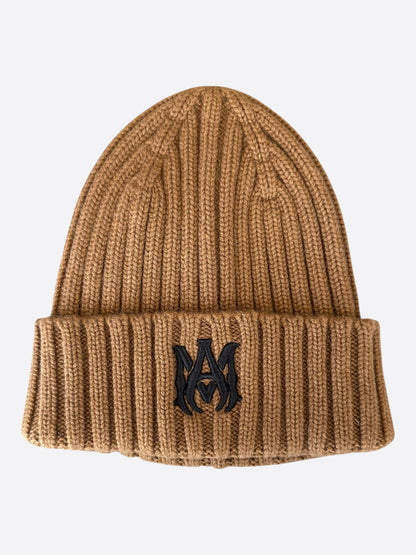 Amiri Brown & Black MA Logo Embroidered Cashmere Beanie