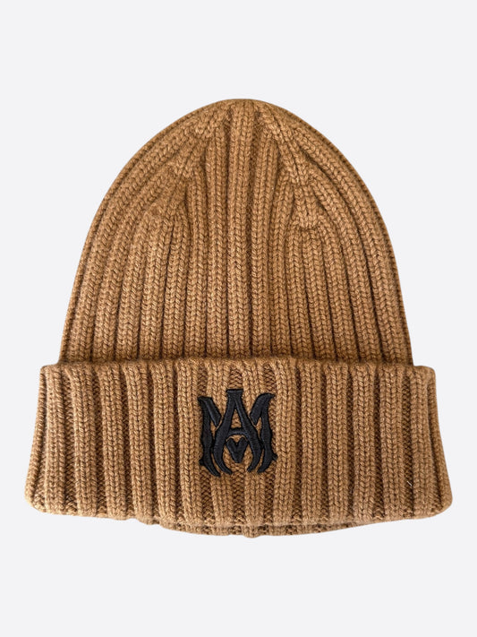 Amiri Brown & Black MA Logo Embroidered Cashmere Beanie