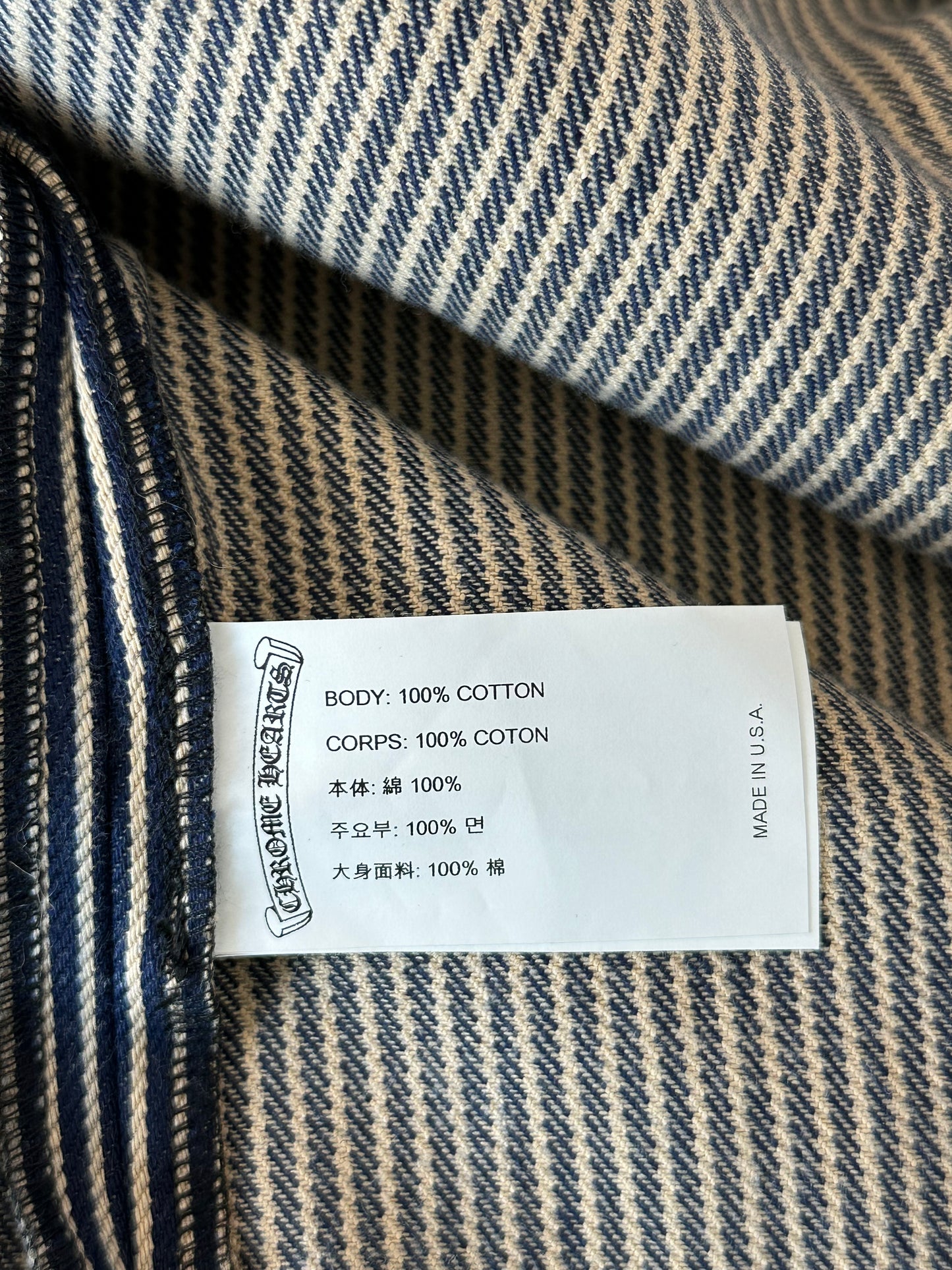 Chrome Hearts Blue & White Pinstripe Chore Button Up Shirt