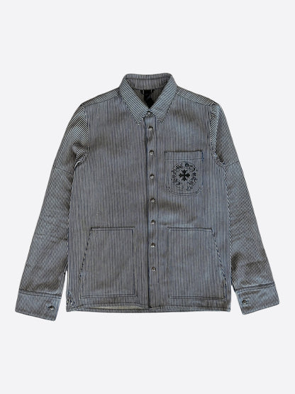 Chrome Hearts Blue & White Pinstripe Chore Button Up Shirt