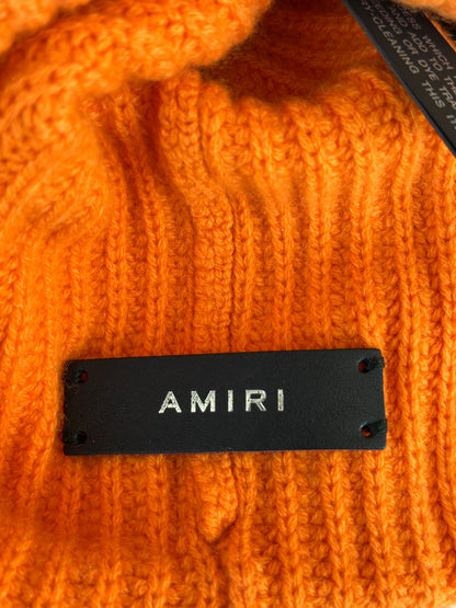 Amiri Orange & White Script Logo Cashmere Beanie