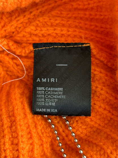 Amiri Orange & White Script Logo Cashmere Beanie