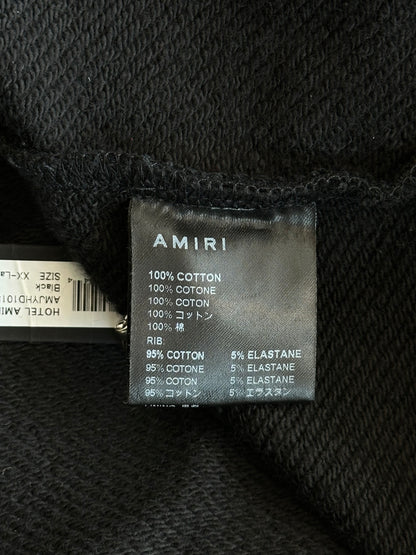 Amiri Black & Multicolor Hotel Embroidered Zip Up Hoodie
