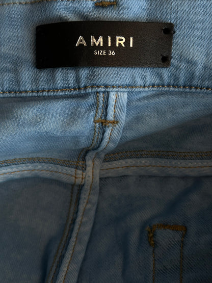 Amiri Overdyed Blue Mesh Patch MX1 Jeans