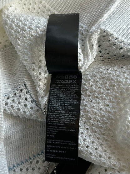 Amiri White & Blue 22 Logo Knitted Mesh T-Shirt