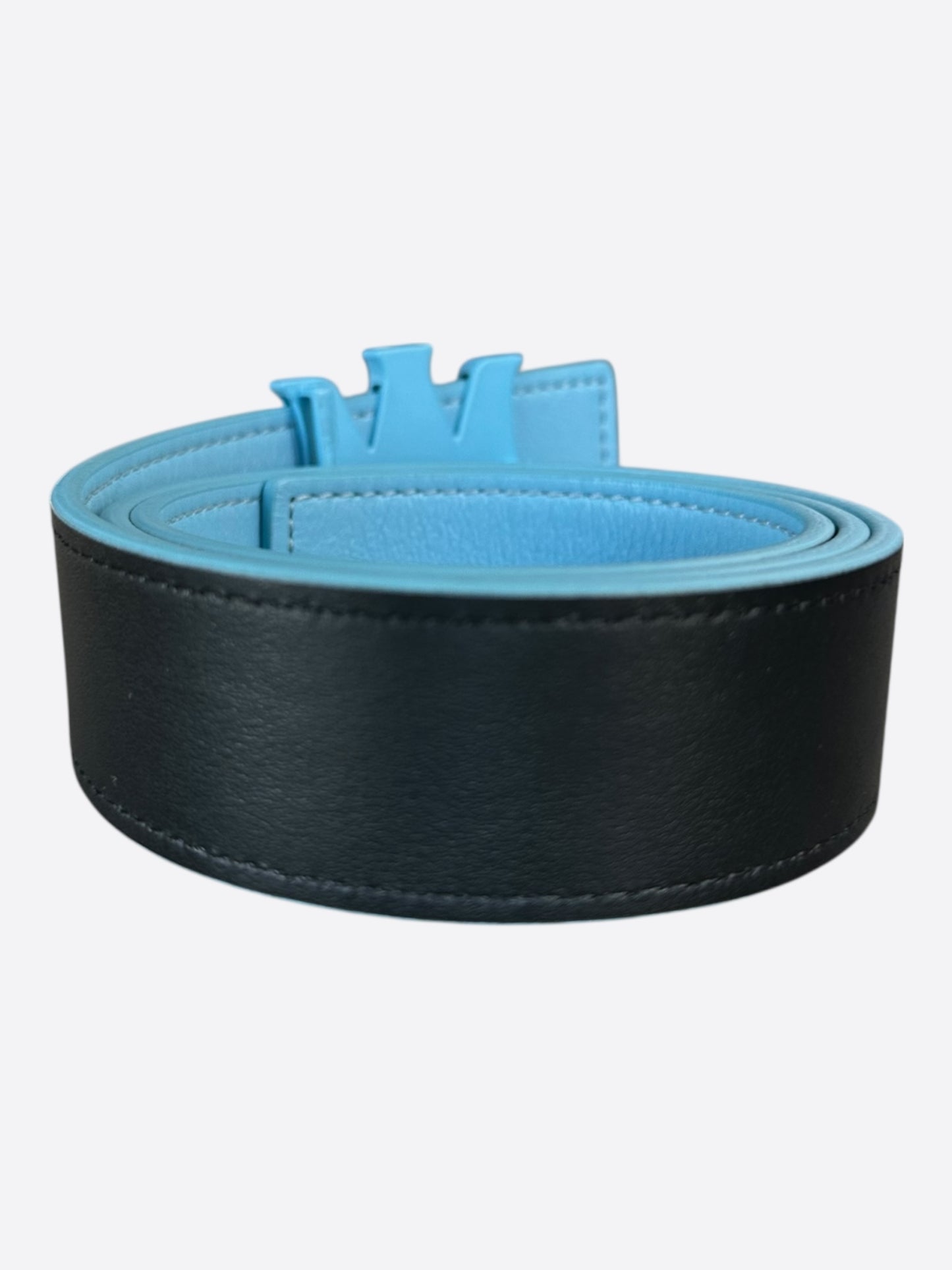 Amiri Black & Blue MA Logo Reversible Leather Belt