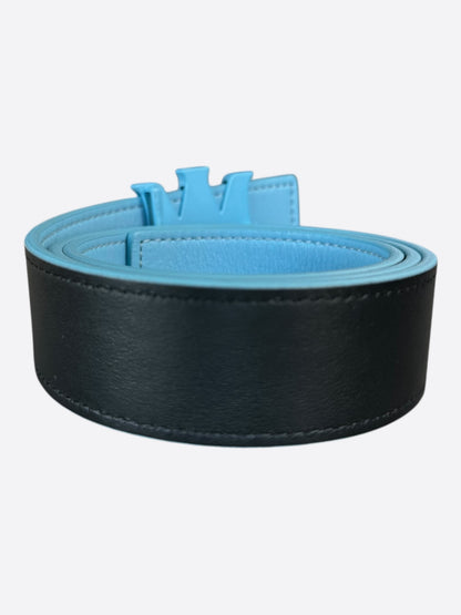 Amiri Black & Blue MA Logo Reversible Leather Belt