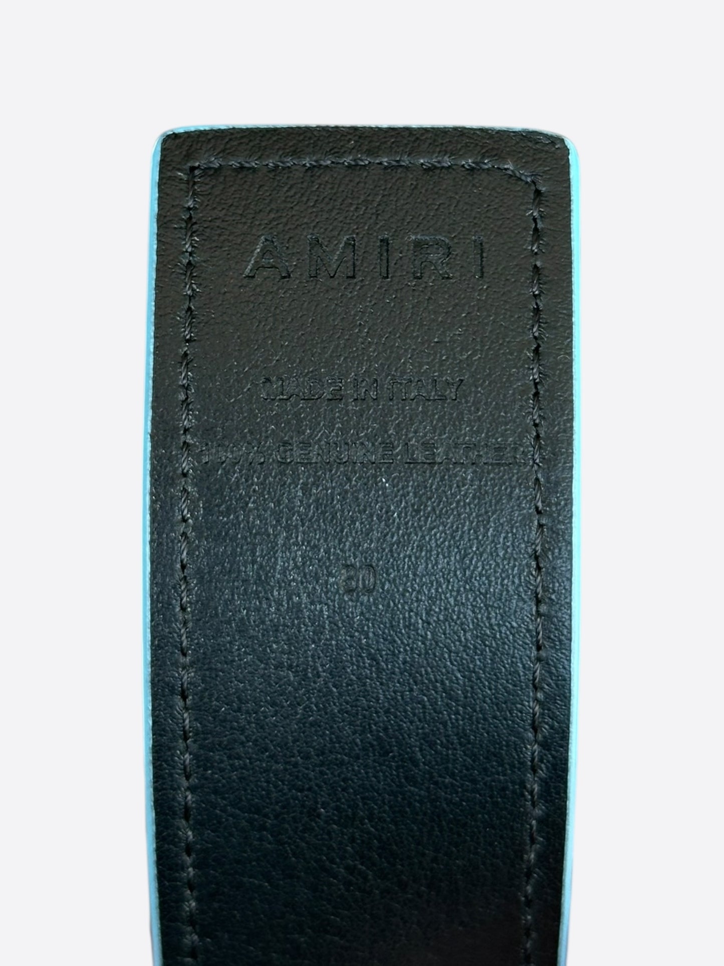 Amiri Black & Blue MA Logo Reversible Leather Belt