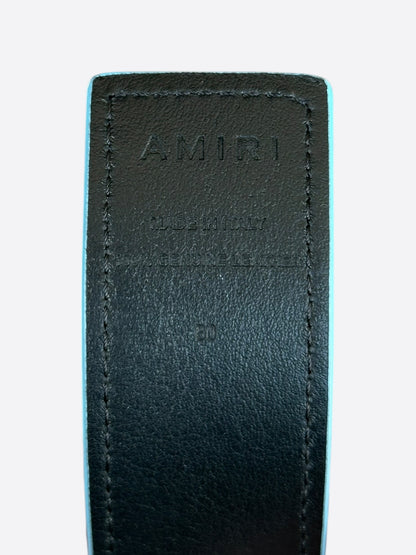 Amiri Black & Blue MA Logo Reversible Leather Belt