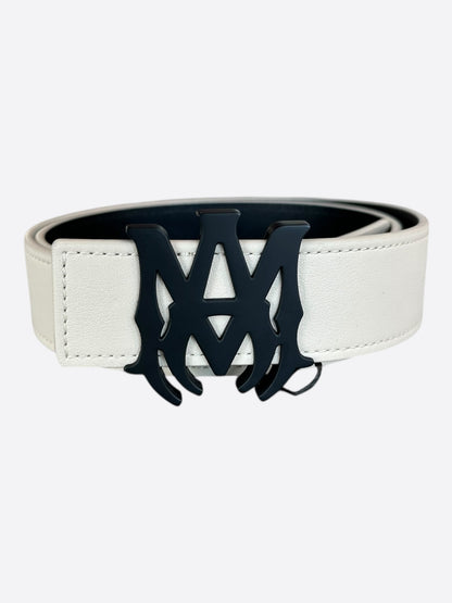 Amiri White & Black MA Logo Reversible Leather Belt