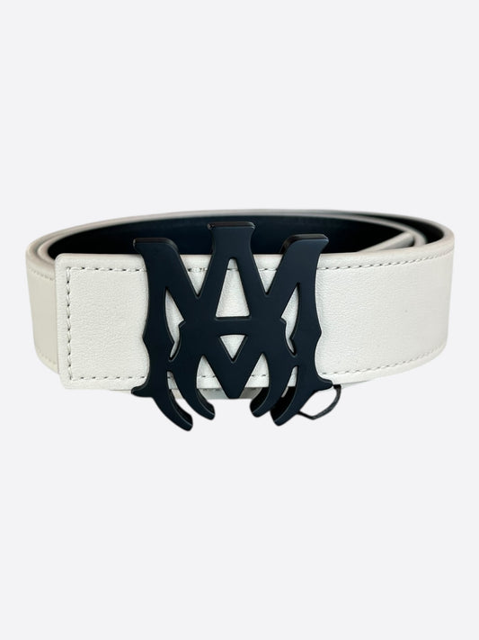 Amiri White & Black MA Logo Reversible Leather Belt
