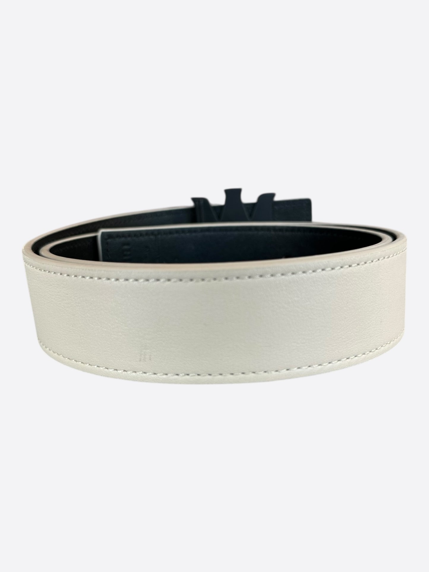 Amiri White & Black MA Logo Reversible Leather Belt