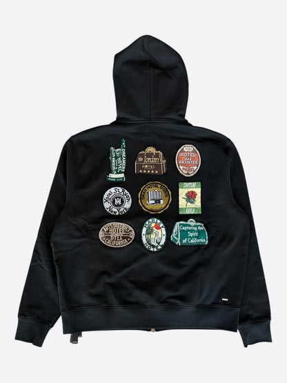 Amiri Black & Multicolor Hotel Embroidered Zip Up Hoodie