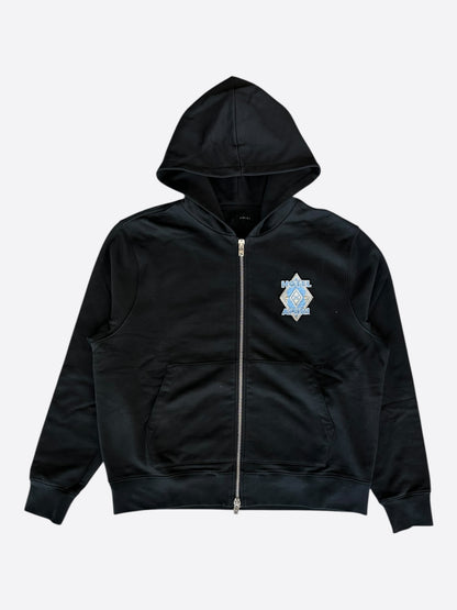 Amiri Black & Multicolor Hotel Embroidered Zip Up Hoodie