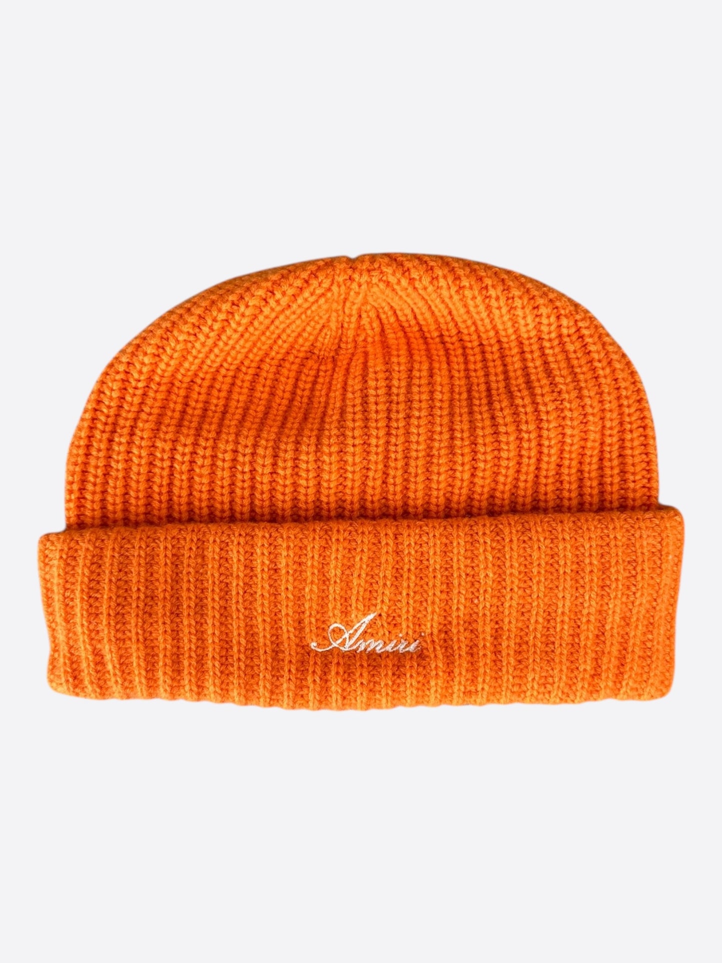 Amiri Orange & White Script Logo Cashmere Beanie
