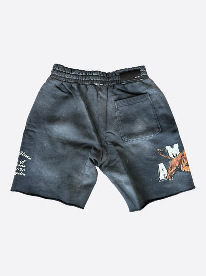 Amiri Black & White Tiger Logo Shorts