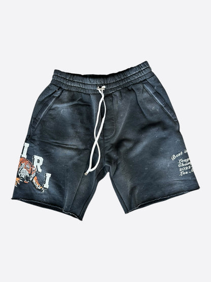 Amiri Black & White Tiger Logo Shorts