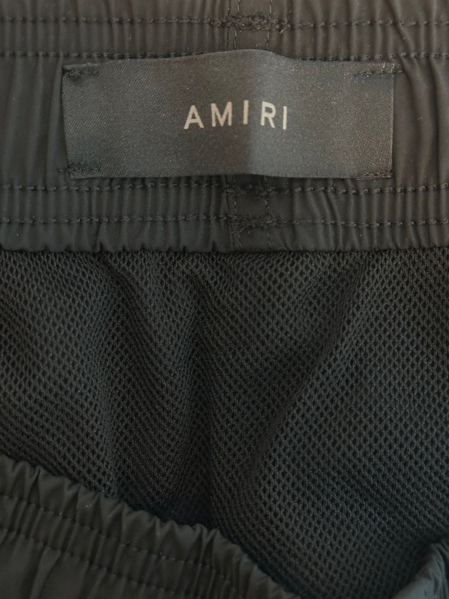 Amiri Black & White Stack Logo Swimshorts