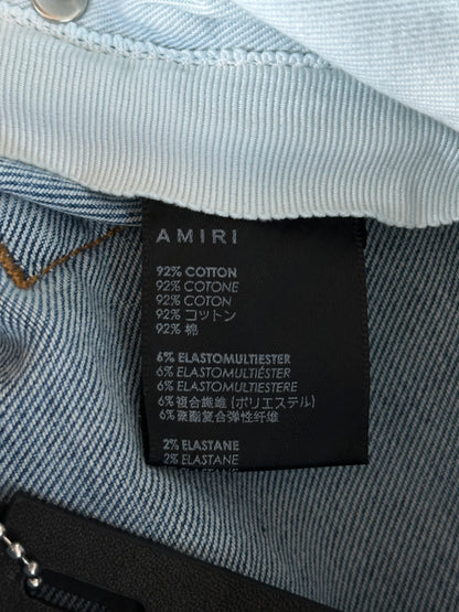 Amiri Perfect Indigo Plaid Staggered Logo Jeans