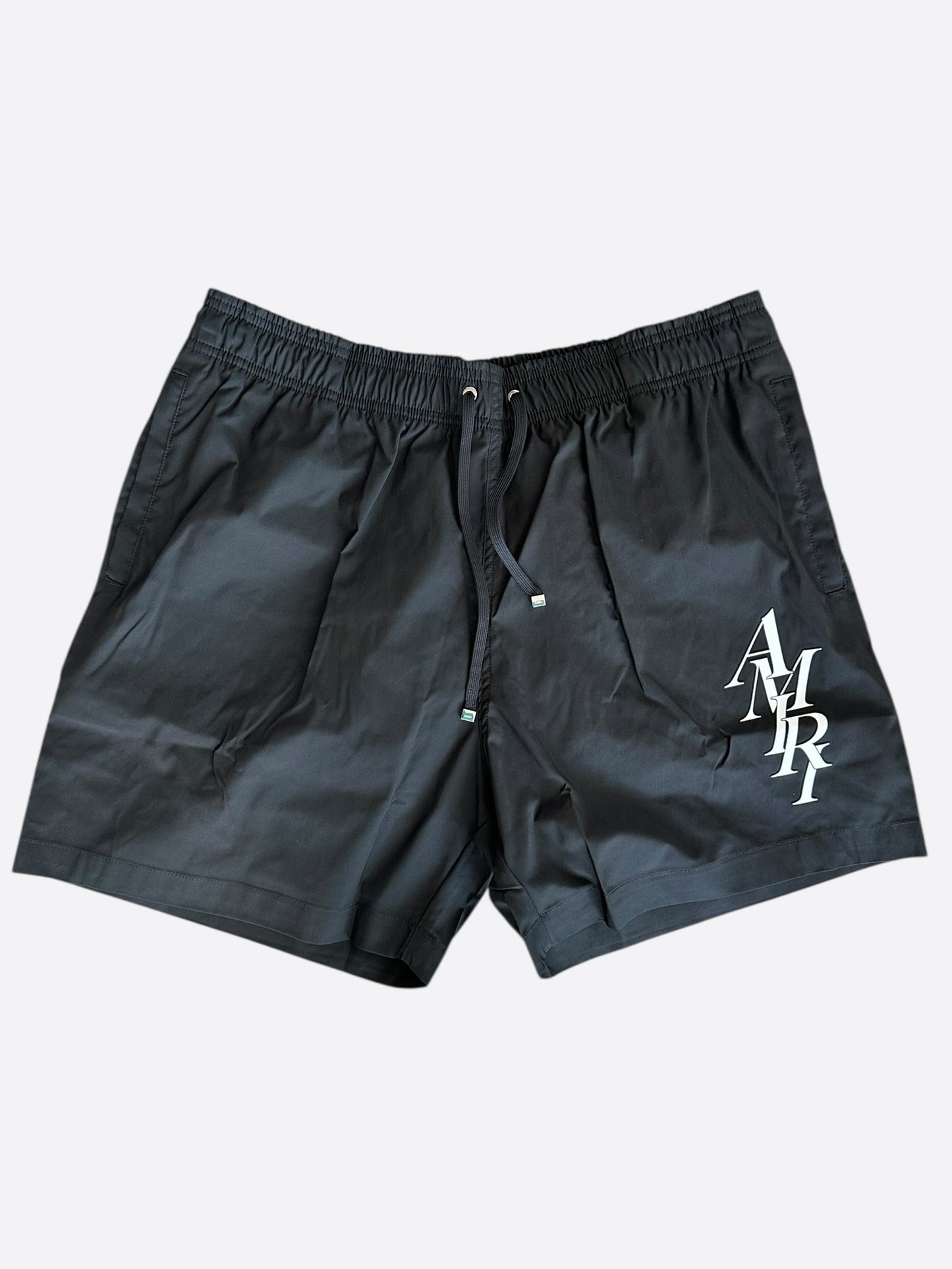 Amiri Black & White Stack Logo Swimshorts