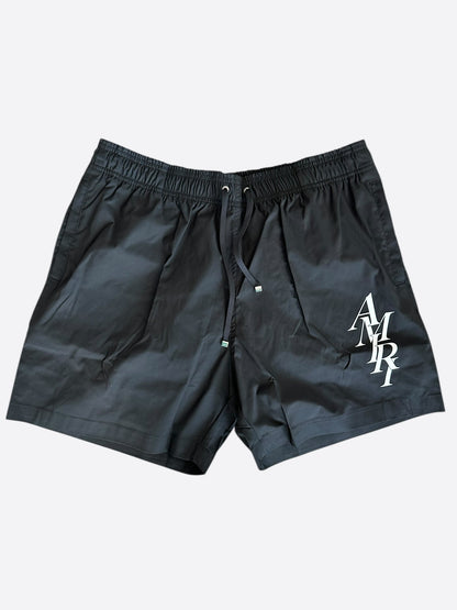 Amiri Black & White Stack Logo Swimshorts