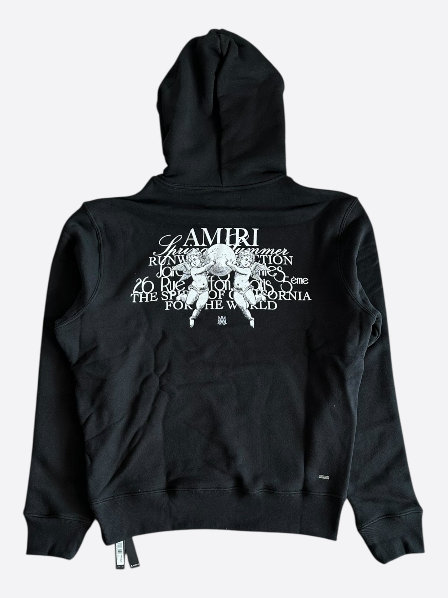 Amiri Black & White Cherub Logo Hoodie